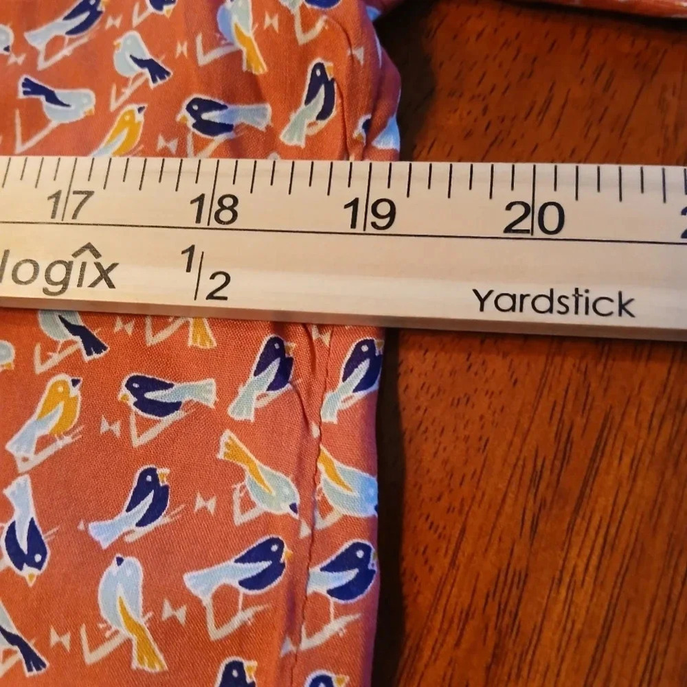 Beachlunchlounge women's M orange bird print long sleeve shirt tropical viscose - Picture 7 of 7